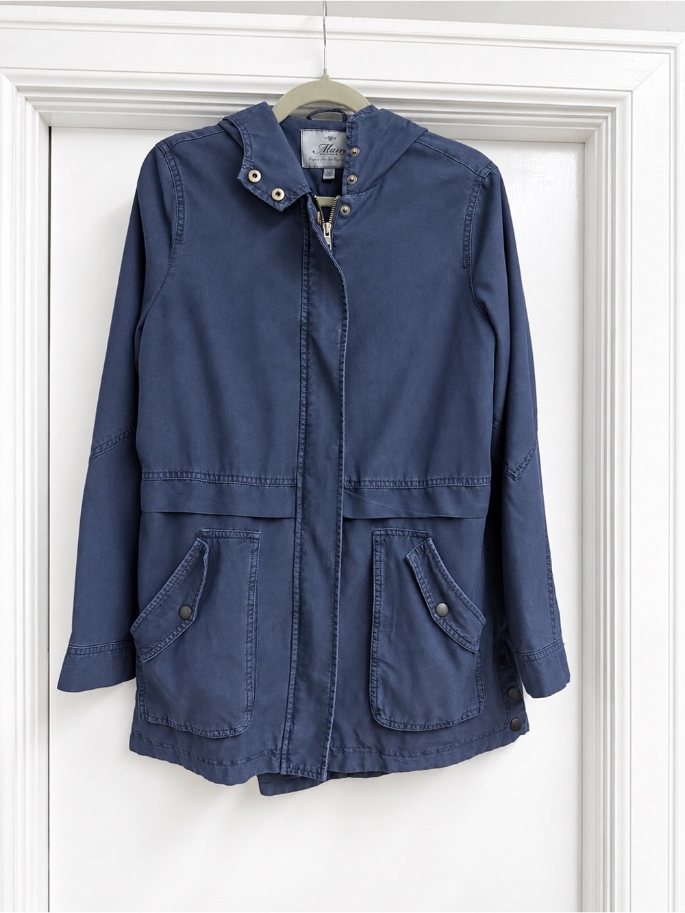 Mavi Navy Hooded Utility Jacket for Women, Size L